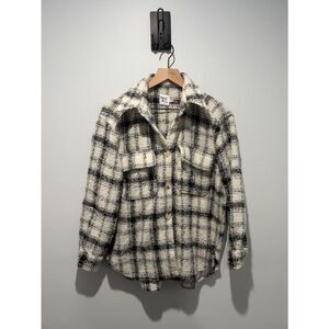 Princess Polly Ivory and Black Plaid Sherpa Style Jacket Shacket 4